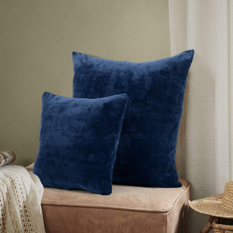 EVOLIVE Soft Micromink, Faux Fur, Faux Velvet Euro Sham Cover Pillowcase Replacement with Zipper Closure (26"x26" Euro Sham, Navy) - Image 2